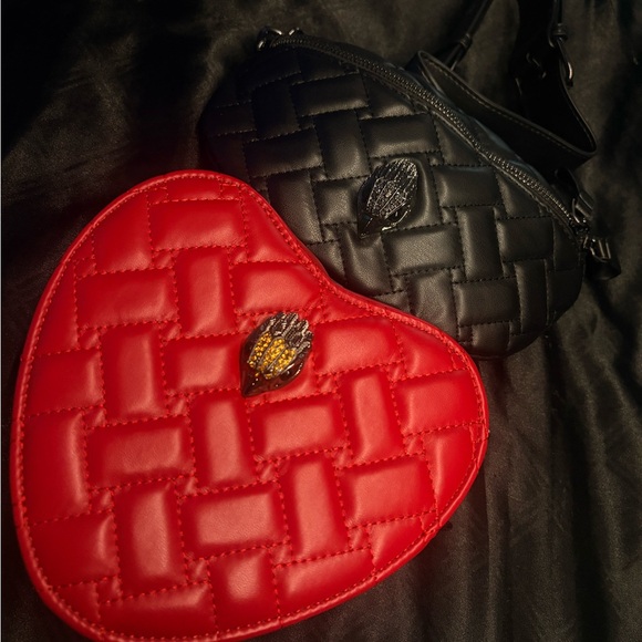 Kurt Geiger Red Quilted Heart Clutch and Black Leather Wristlet - Picture 5 of 5